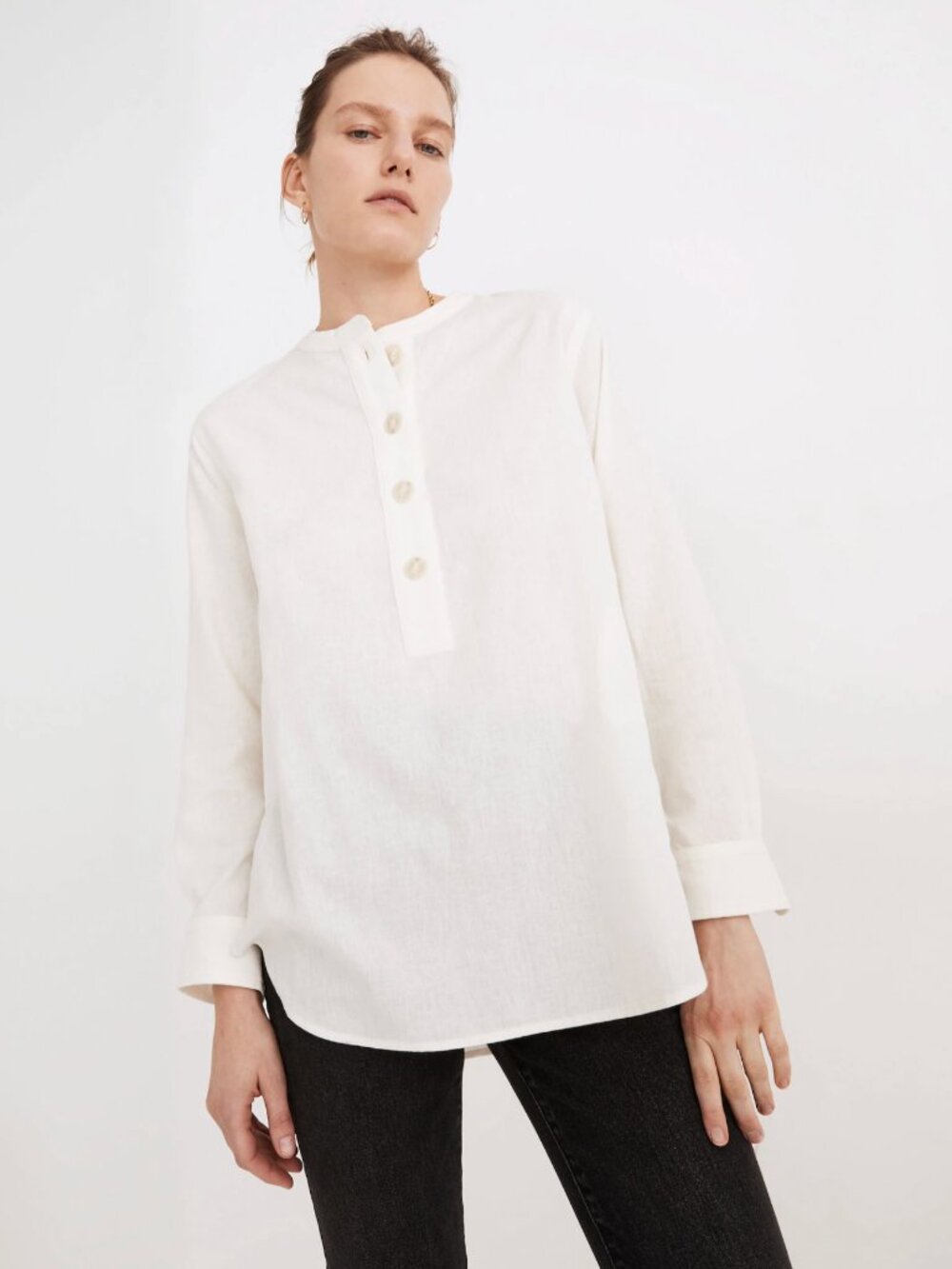 Madewell (Re)sponsible Henley Tunic Shirt - Ivory - Size S